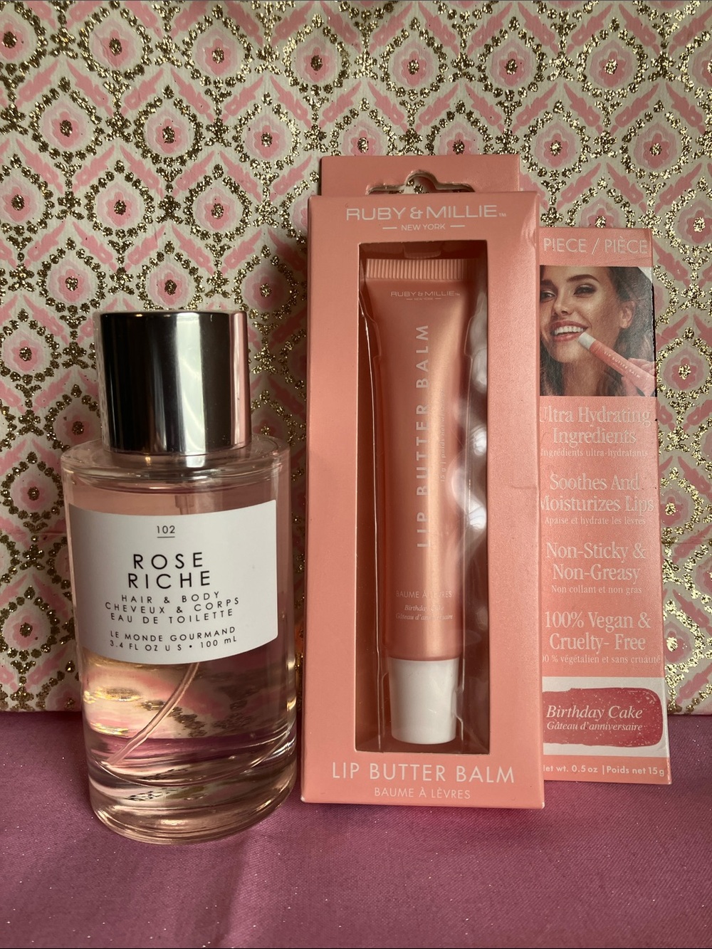 ROSE RICHE; such a beautiful smell, so refreshing:) & FREE lip butter balm!!